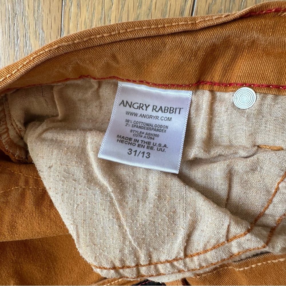 Angry Rabbit Burnt Orange Cropped Jeans Size 31/13 - Picture 4 of 9
